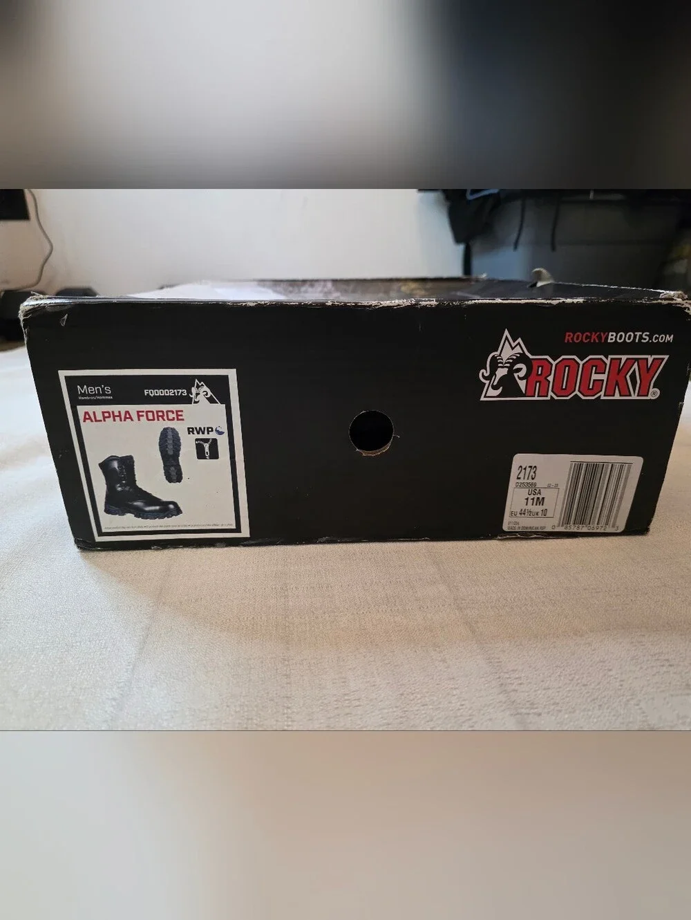 Rocky Boots Alpha Force 2173 Men's Size 11 Black Waterproof Side Zip Duty Boots